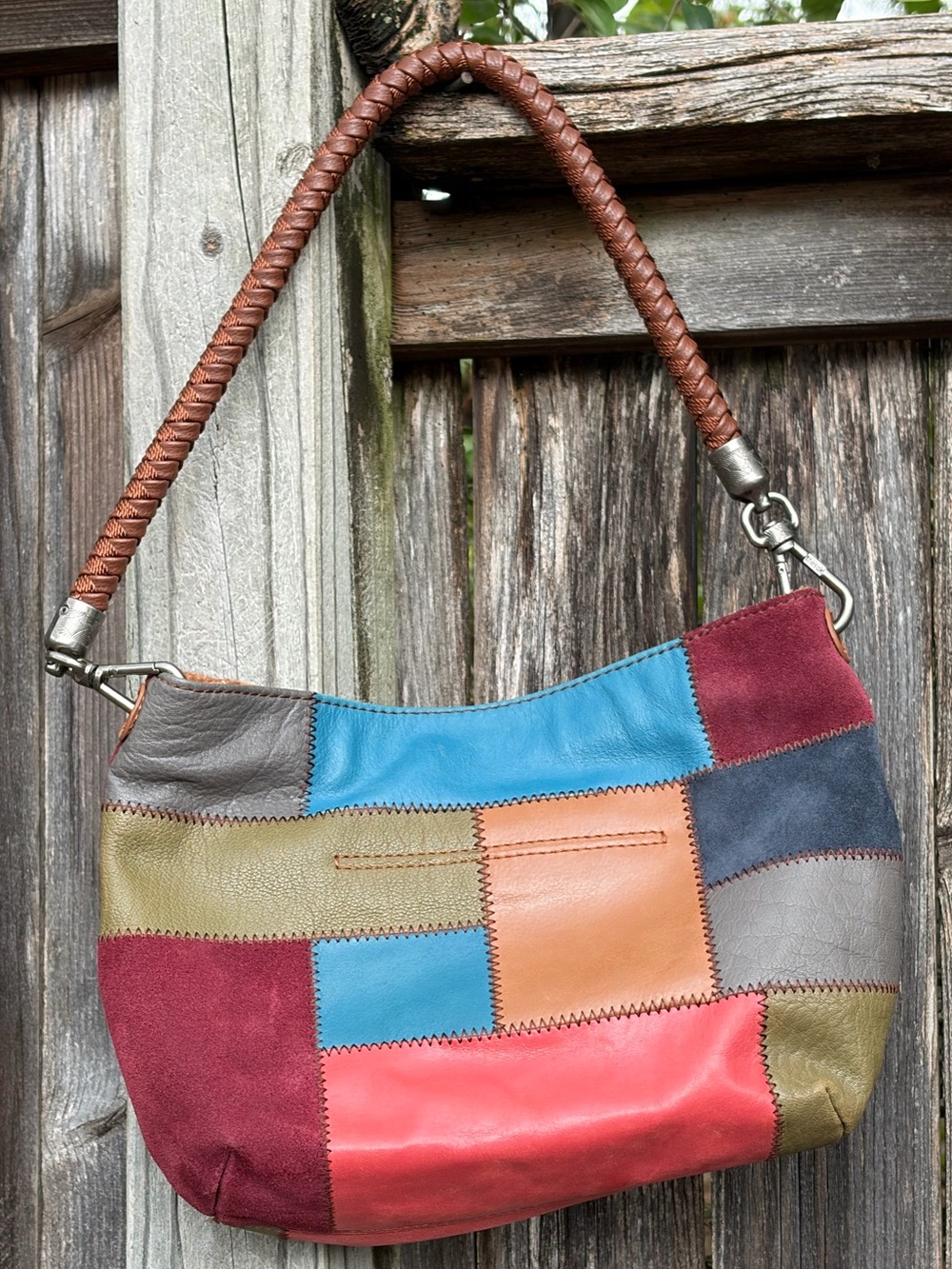 Multi-Color Patchwork Leather Shoulder Bag - Women